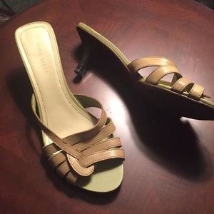 Nine West Green Celadon Kitten Heeled Sandals